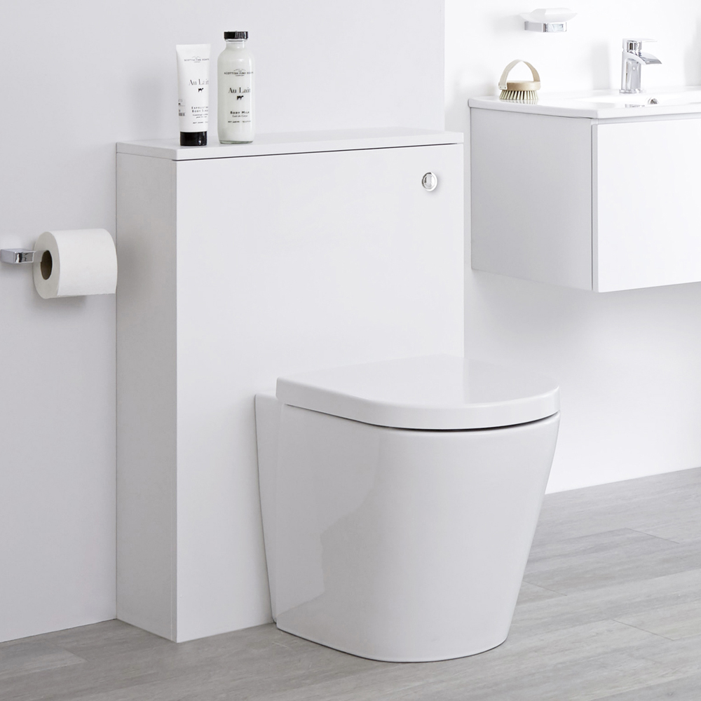 Mobile WC 600mm Colore Bianco Opaco Completo di Placca di Comando, WC e Cassetta - Newington