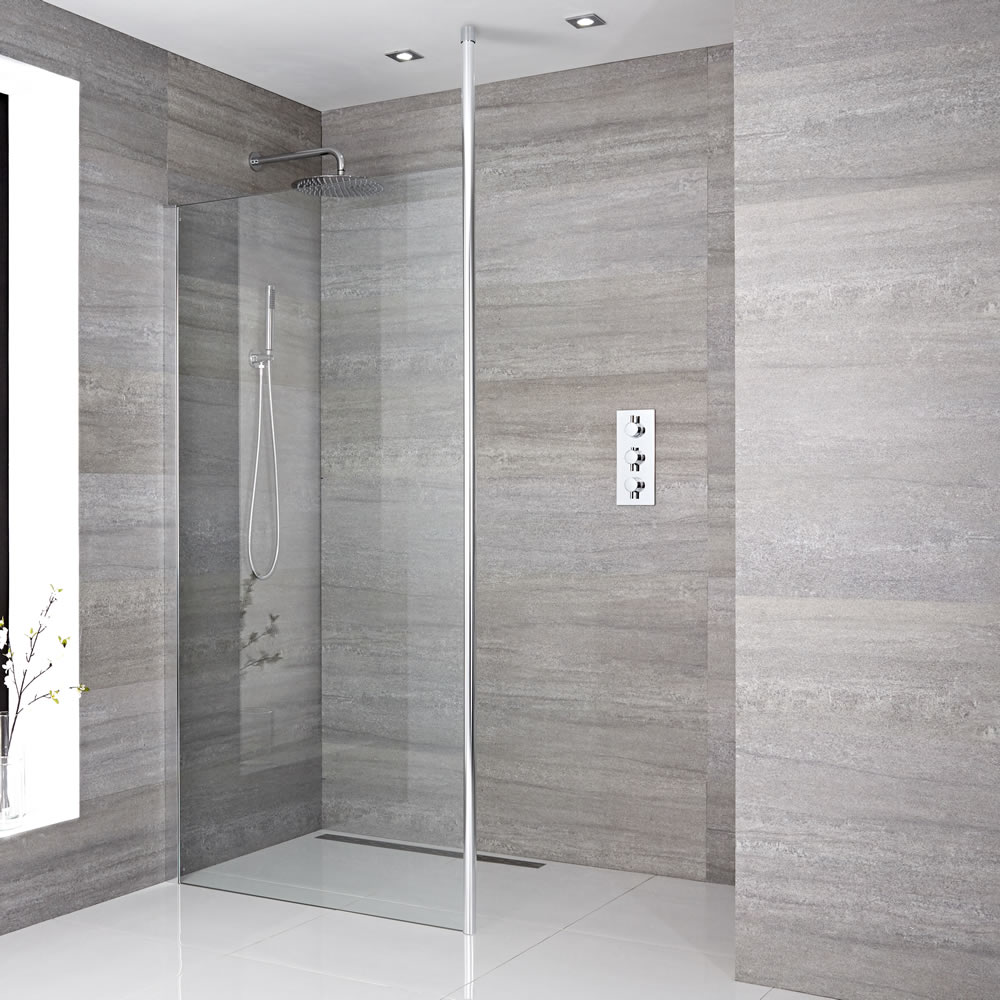 Kit Doccia A Filo Pavimento 1000 mm con Puntello da Pavimento a Soffitto e Scarico