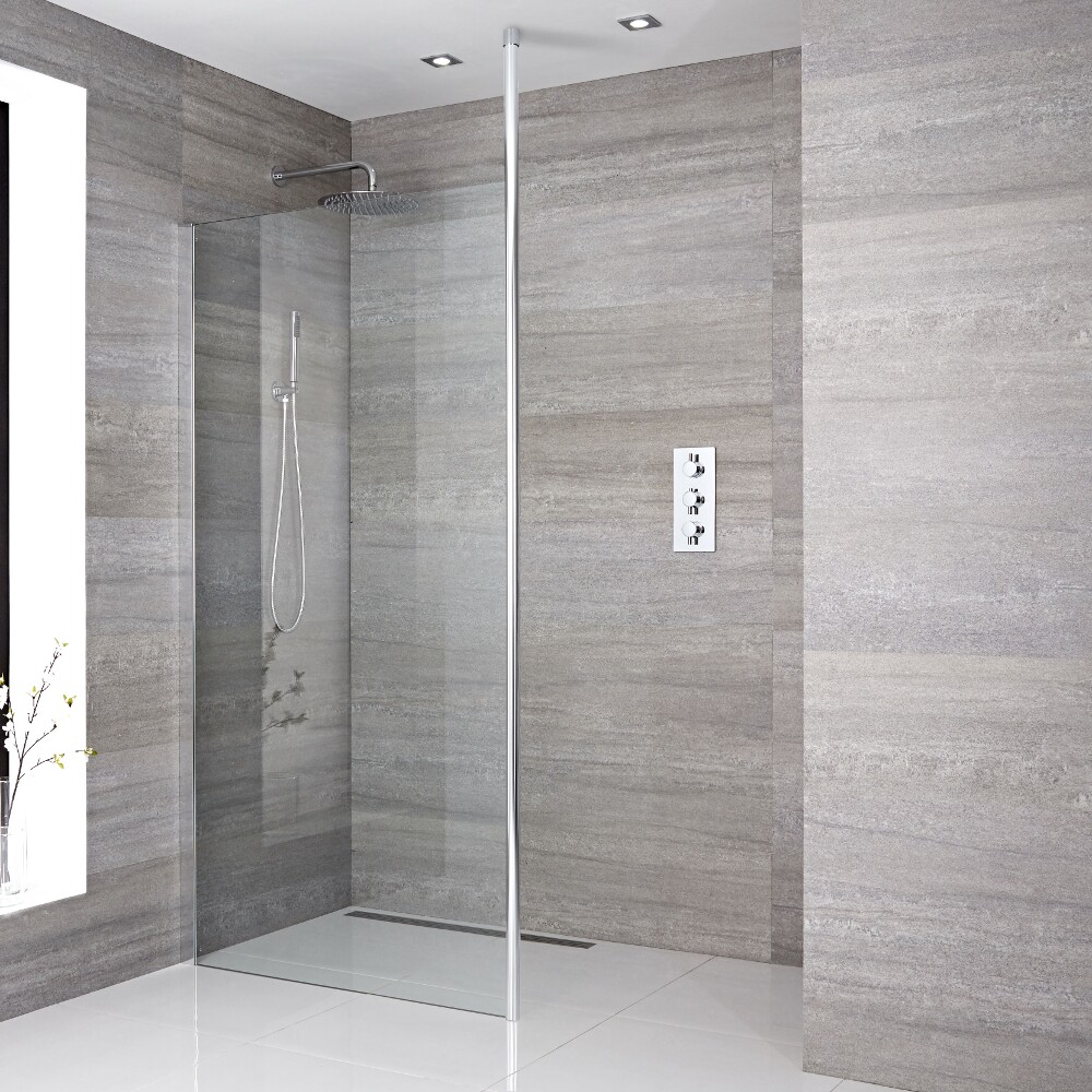 Kit Doccia A Filo Pavimento 900 mm con Puntello da Pavimento a Soffitto e Scarico